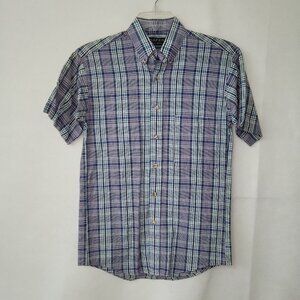 Loafers Reed St James Seersucker Shirt Mens S Plaid‎ Cotton Short Sleeve Casual